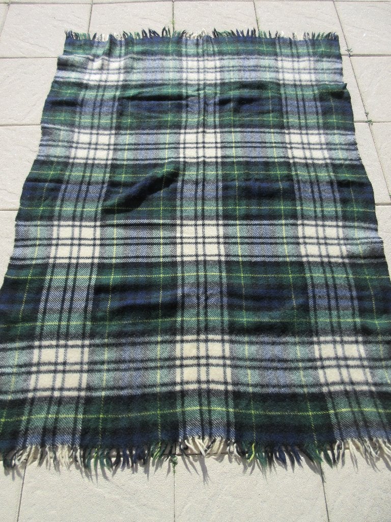 Vintage geruit deken Aabe zuiver scheerwol woondeken plaid, Huis en Inrichting, Ophalen of Verzenden, Gebruikt, Plaid