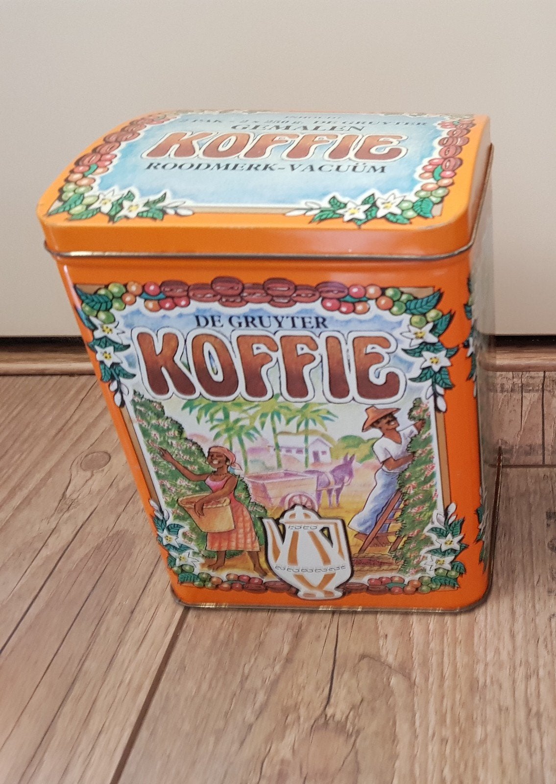 blik de gruyter koffie oranje, Ophalen of Verzenden, Zo goed als nieuw, Koffie
