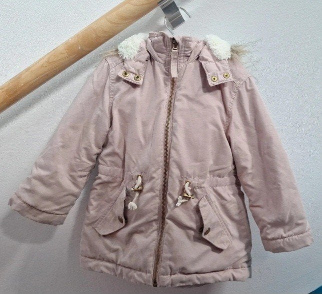 Parka winterjas lichtroze maat 98, Gebruikt, Meisje, H&M, Ophalen of Verzenden
