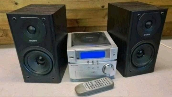Panasonic stereo set sa-pm03 + sony speakers + afstandsbed., Ophalen of Verzenden