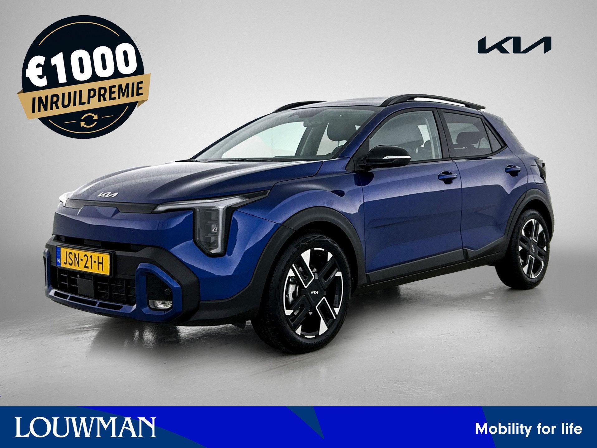 Kia Stonic 1.0 T-GDi MHEV GT-Line Stoelverwarming | Stuurver, 12 maanden, Blauw, Leder en Stof, Bedrijf
