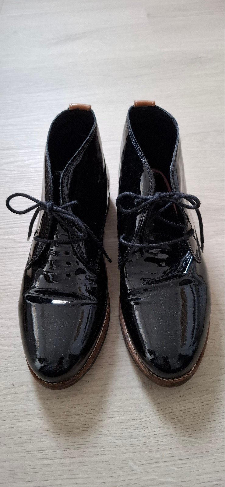 Post Xchange hoge leren lakschoenen met veters maat 38, Schoenen met lage hakken, Zwart, Post Xchange, Ophalen of Verzenden