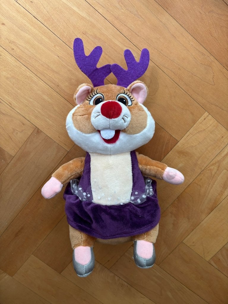 Albert heijn ah hamster rendier knuffel paarse jurk en gewei, Hamster, Ophalen of Verzenden, Zo goed als nieuw, Middelgroot (20 tot 80 cm)