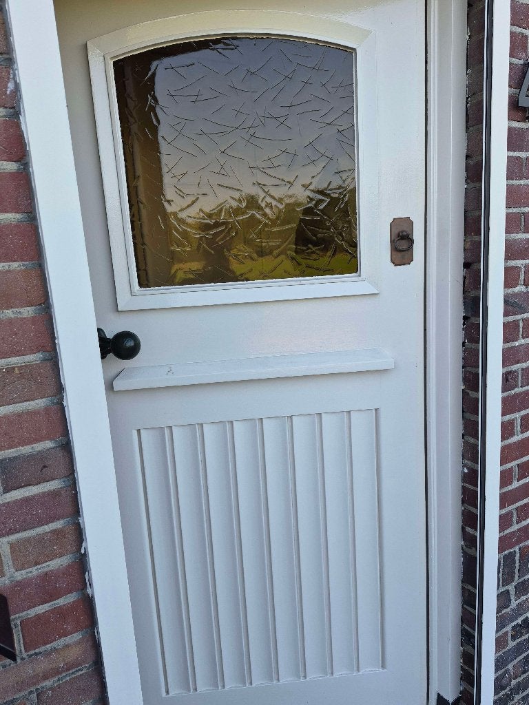 Witte voordeur met glas en paneeldetails, Ophalen, Gebruikt, 80 tot 100 cm, Buitendeur
