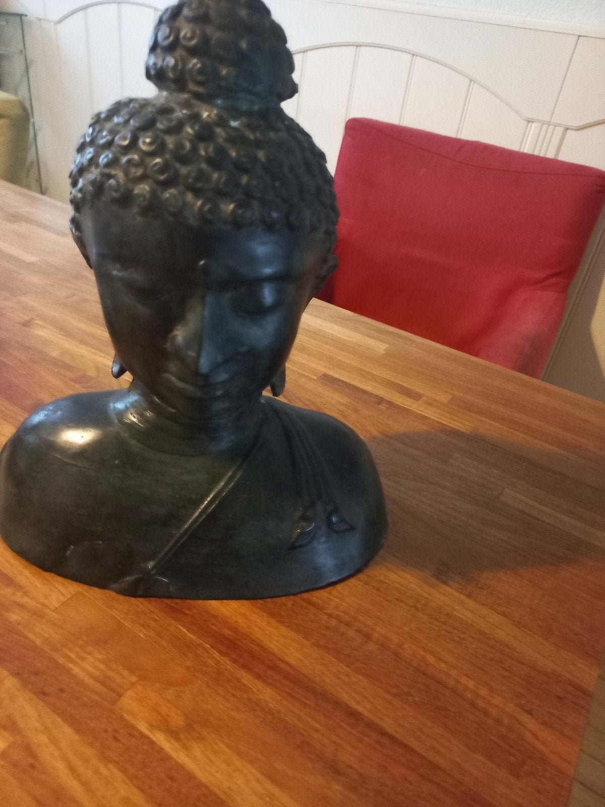 Bronzen Boeddha Buste - Aziatische Kunst, Buste, Ophalen of Verzenden, 20 - 50 cm, Bruin