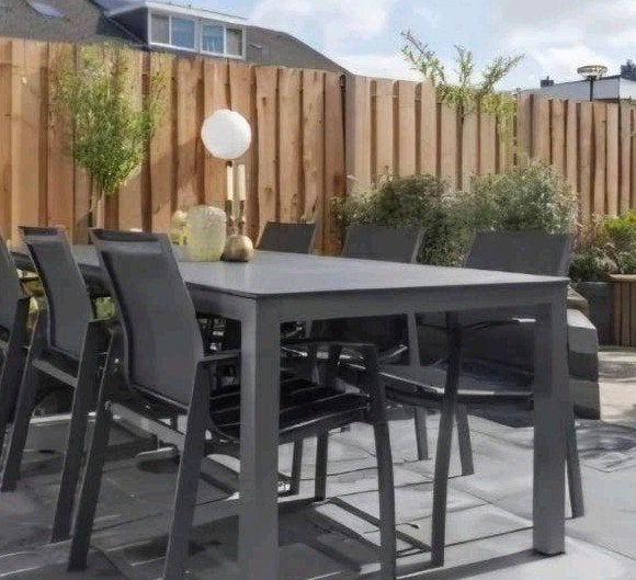 Tuinset met 4 of 6 stoelen van Kees Smit Tuinmeubelen, Ophalen, Gebruikt, Eettafel, 6 zitplaatsen
