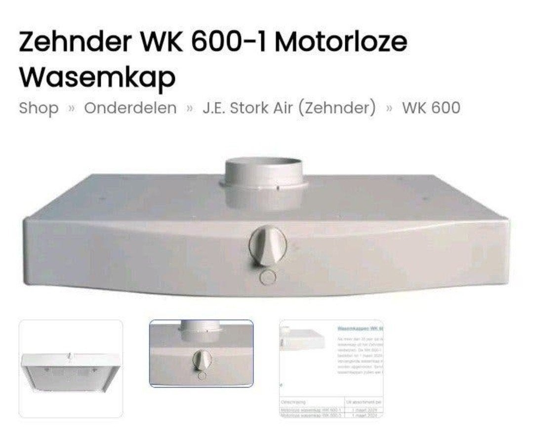 Zehnder WK 600-1 Motorloze Wasemkap - Nieuw in doos, Zehnder, Overige typen, Nieuw, Ophalen of Verzenden