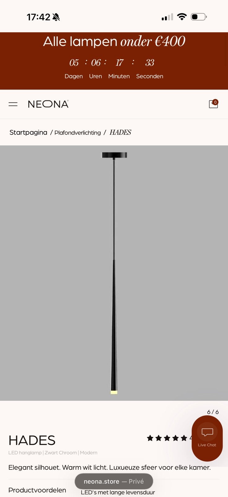 Neona Hades | Hanglamp | 1 maand oud | Inclusief factuur, Ophalen, Zo goed als nieuw