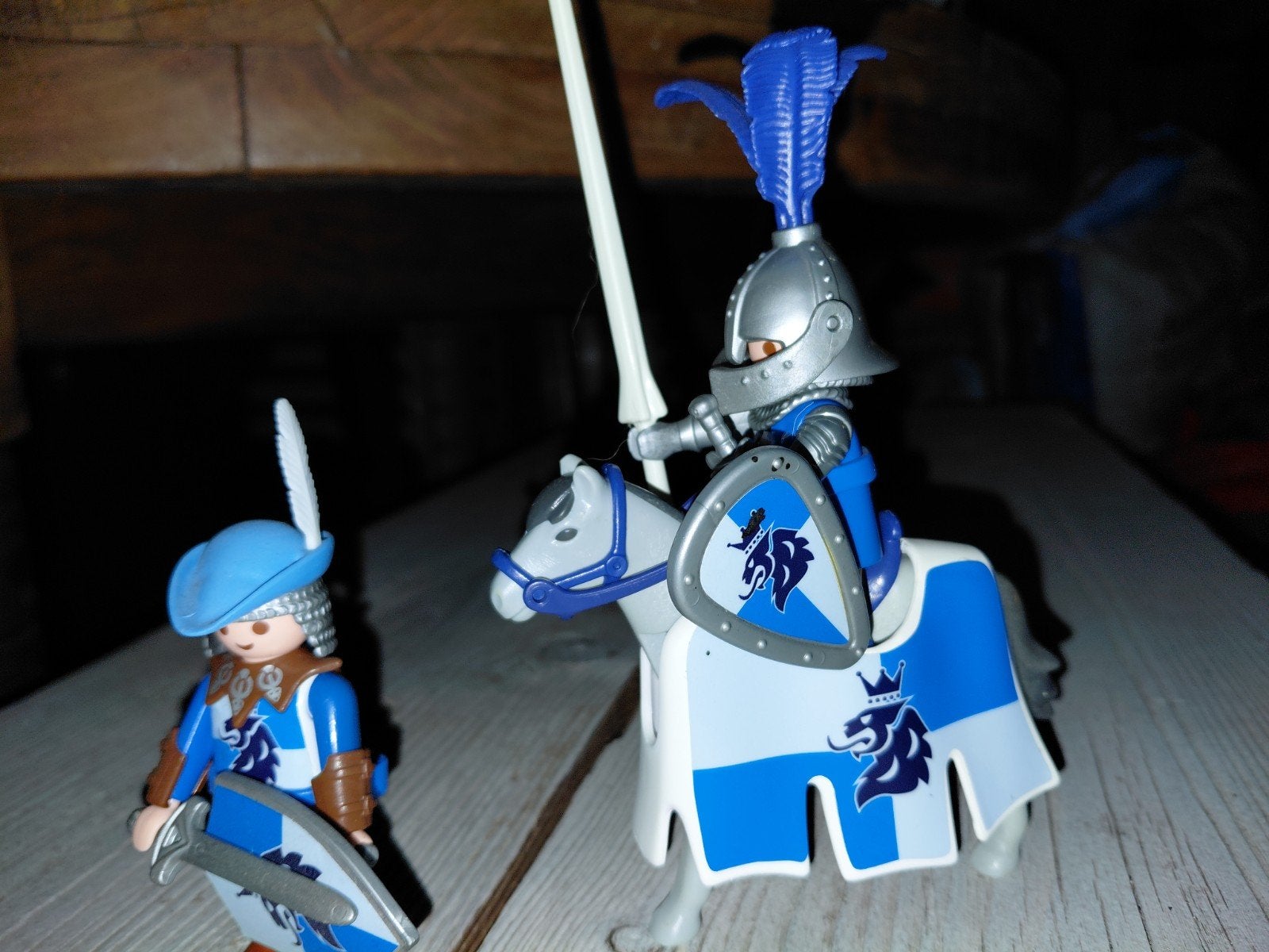 Playmobil custom ridders met paard en schild, Gebruikt, Complete set, Ophalen of Verzenden, Knights