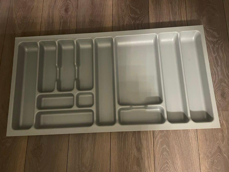 Bestekbak voor lade 100cm - Grijs kunststof, Huis en Inrichting, Keuken | Bestek, Ophalen, Kunststof, Gebruikt, Los bestek