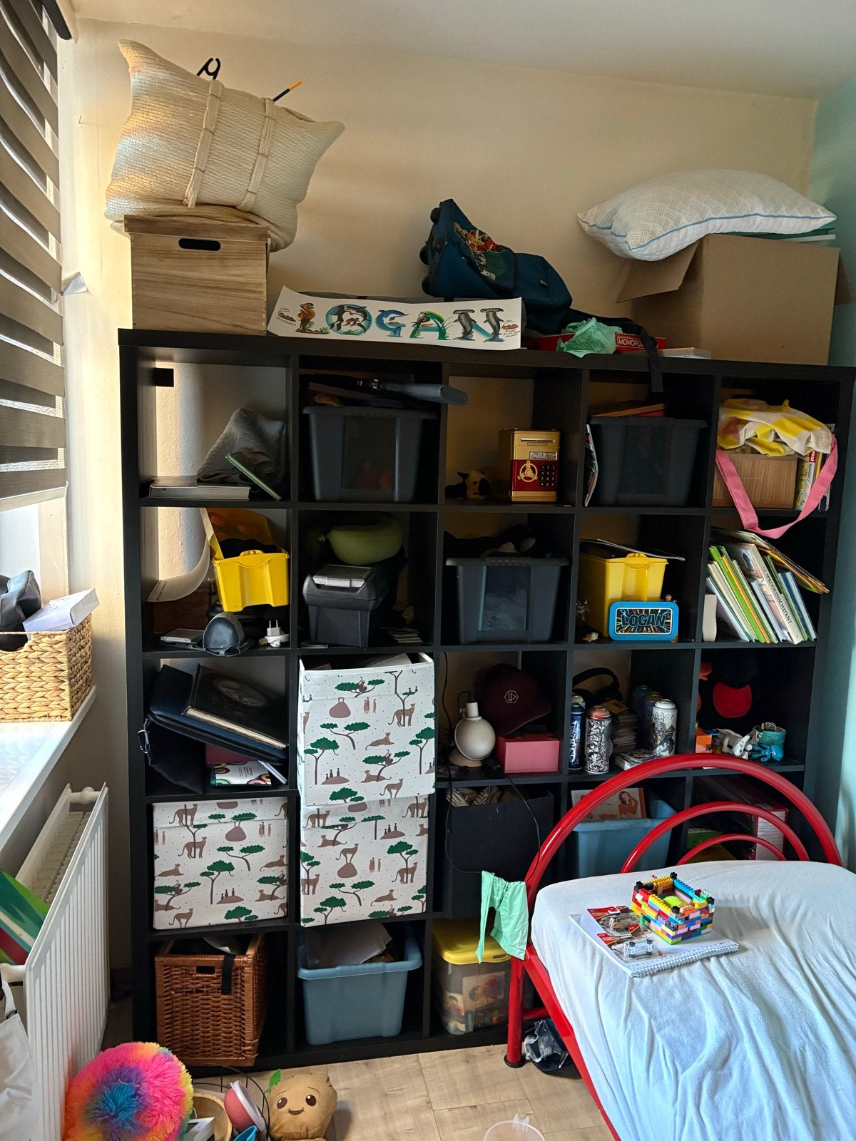 IKEA KALLAX Open kast zwartbruin 182x182 cm, Ophalen, Met plank(en), Gebruikt, 150 tot 200 cm