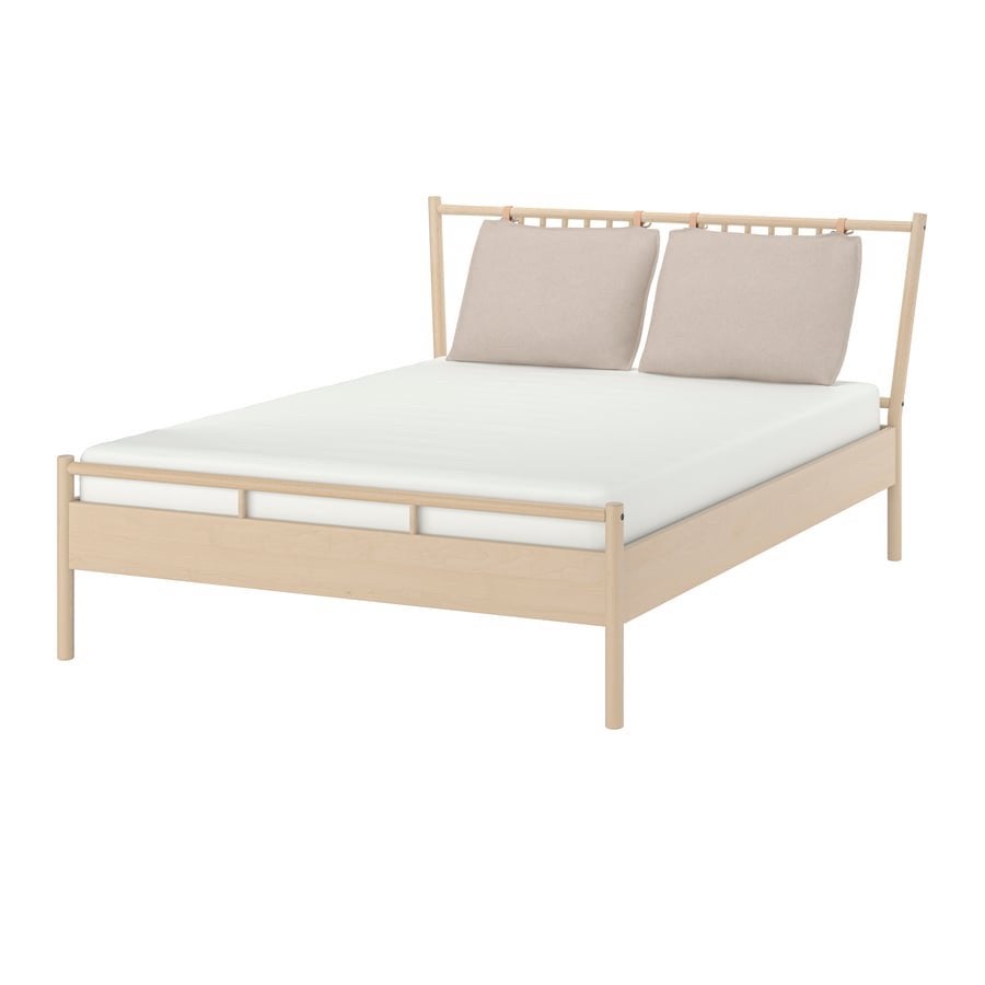 IKEA Björksnäs - tweepersoonsbed, matras + lattenbodem, Huis en Inrichting, Ophalen, Gebruikt, Overige kleuren, Tweepersoons