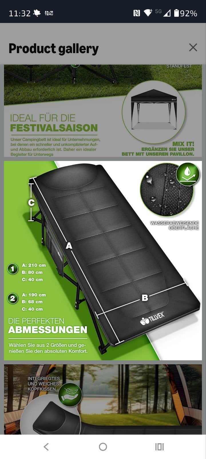 Tillvex Opvouwbaar Campingbed - Comfortabel & Draagbaar, Ophalen, Nieuw, 1-persoons