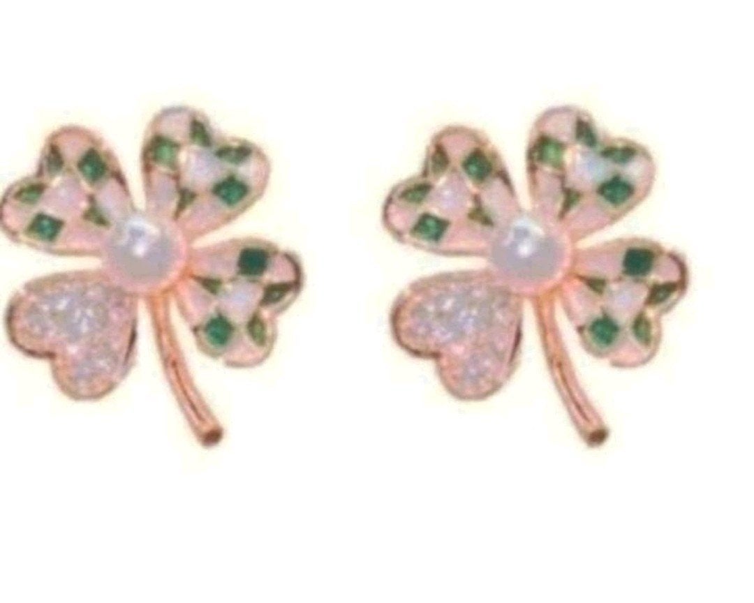 Oorbellen klavertje vier, Verzenden, Nieuw, Goud, Knopjes of Stekers