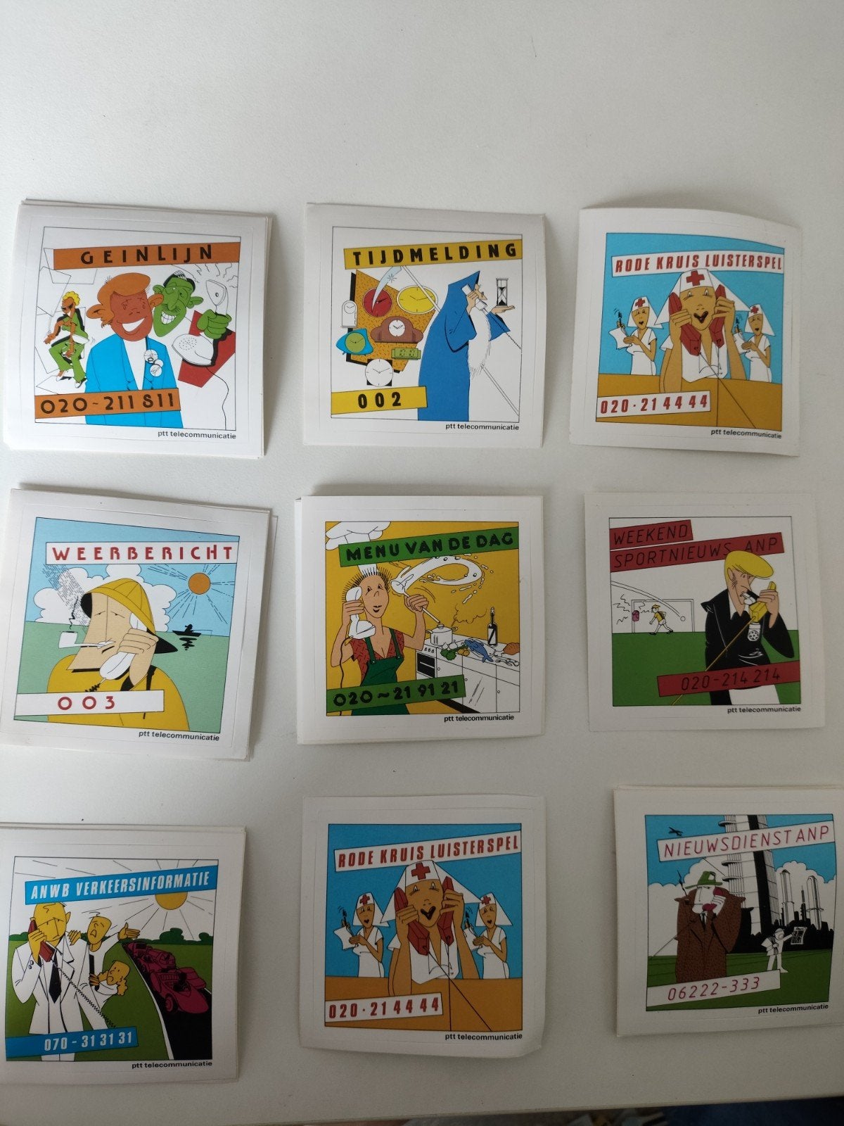 PTT Telecommunicatie Informatiedienst Stickers (9 stuks), Ophalen of Verzenden, Nieuw