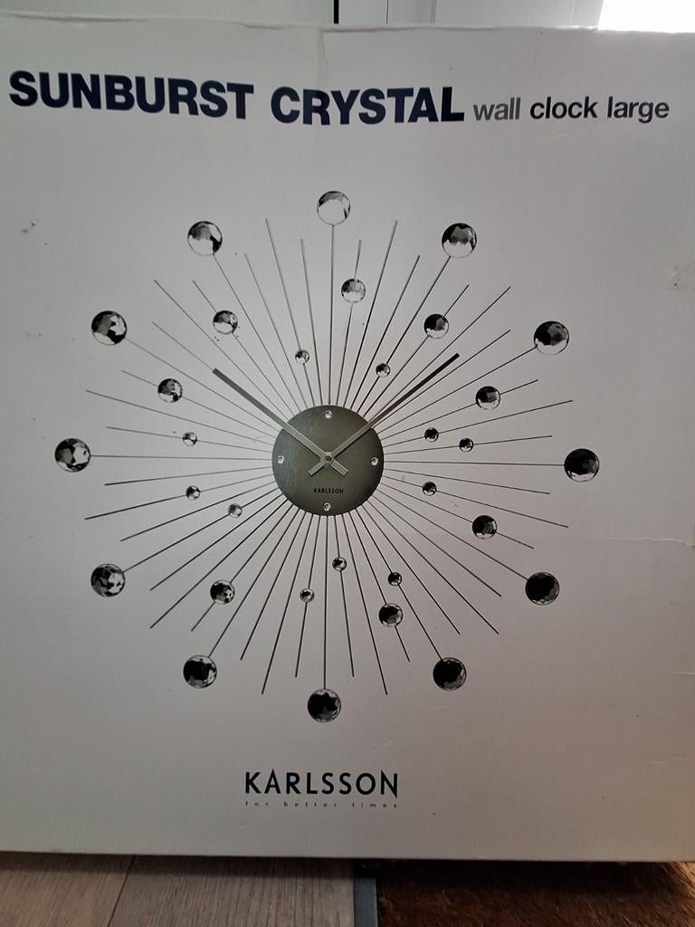Karlsson Sunburst Crystal Wandklok - Nieuw in Doos, Ophalen of Verzenden