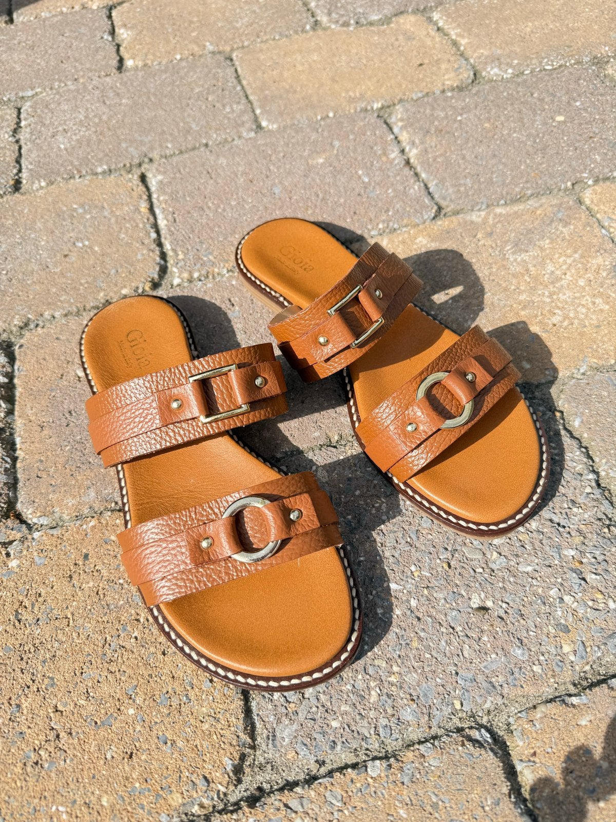 Gioia leren sandalen maat 37, Kleding | Dames, Ophalen of Verzenden, Zo goed als nieuw, Bruin, Sandalen of Muiltjes