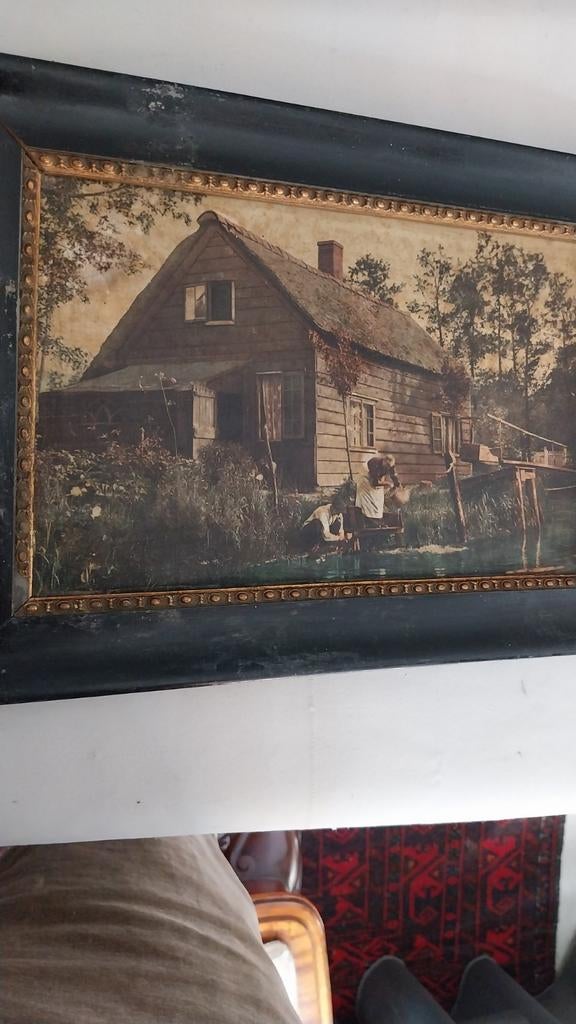 Oligrafie ca 125 jaar boerderil, Antiek en Kunst, Ophalen of Verzenden