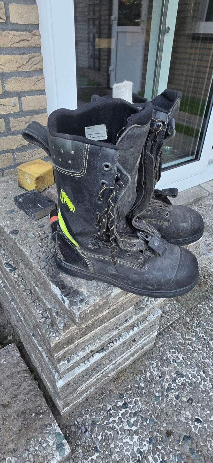 Haix brandweerlaars met zaag bescherm,zo goed maat 42, zwart, Boots, Ophalen of Verzenden, Zo goed als nieuw, Zwart