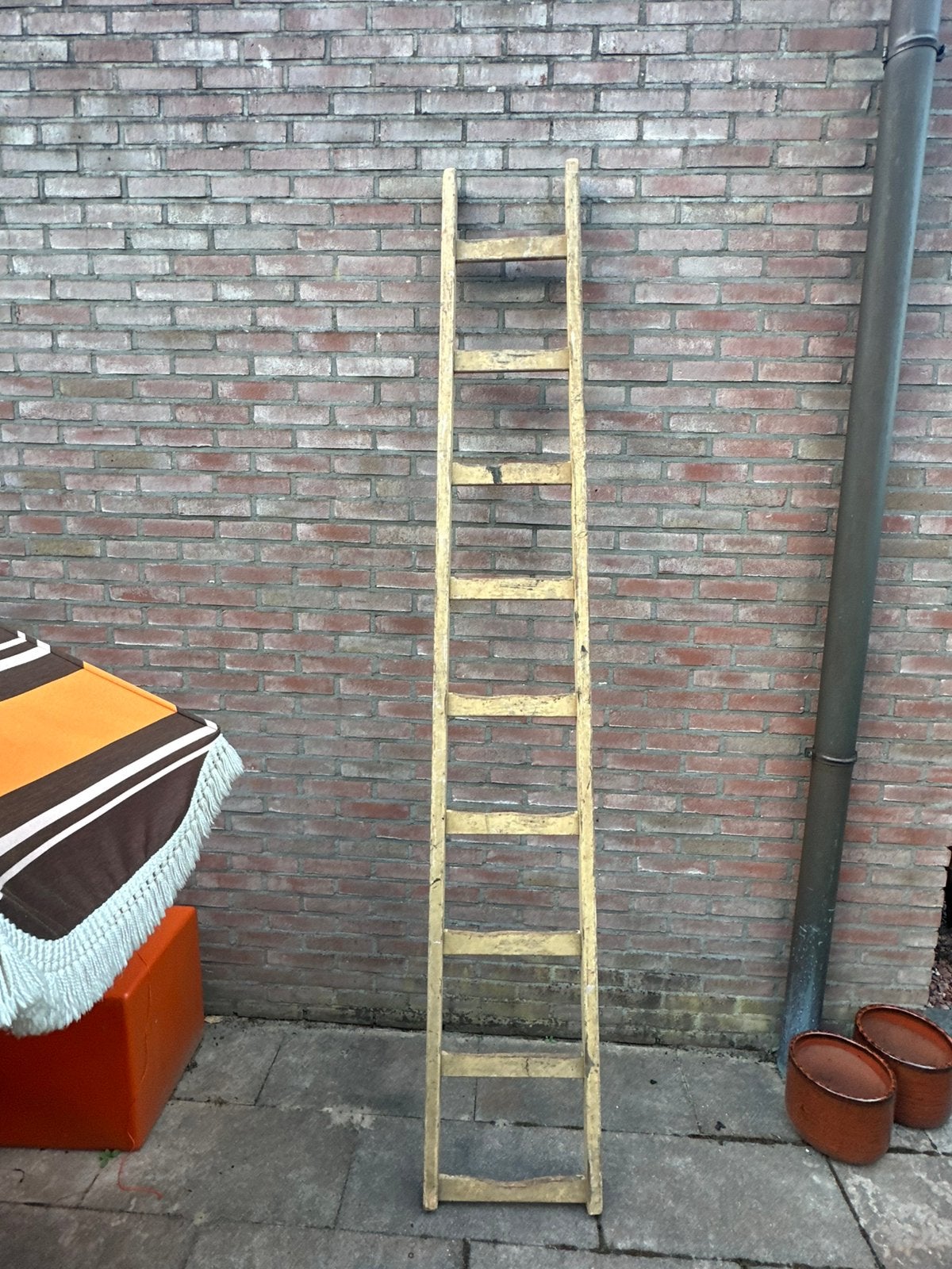 Houten ladder vintage 2,5 meter, Ophalen of Verzenden, Zo goed als nieuw
