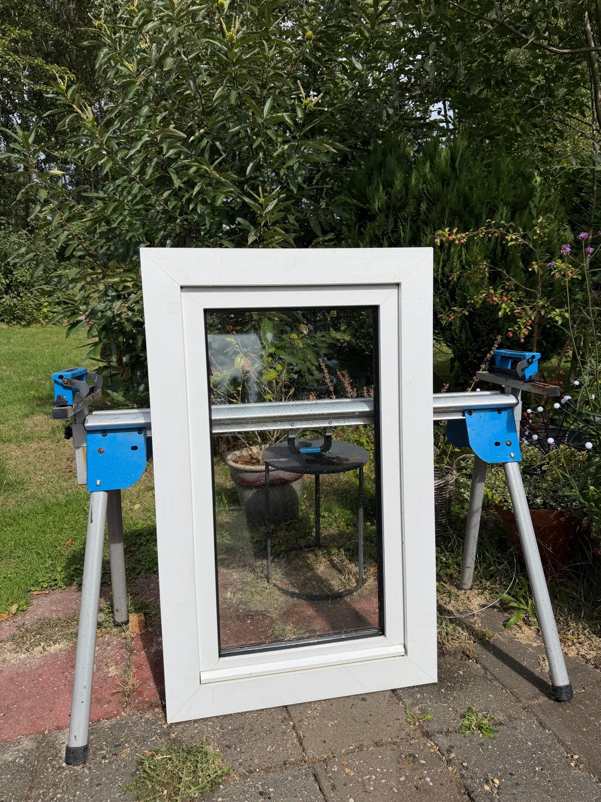 Gebruikt Gevelraam met Dubbelglas - Wit PVC, Doe-het-zelf en Verbouw, Glas en Ramen, Ophalen, Gevelraam of Ruit, Gebruikt, Minder dan 80 cm