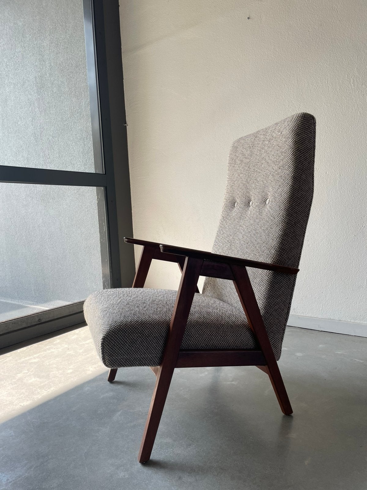 Vintage jaren 50 60 fauteuil de ploegwol, Huis en Inrichting, Fauteuils, Ophalen, ., Zo goed als nieuw, .