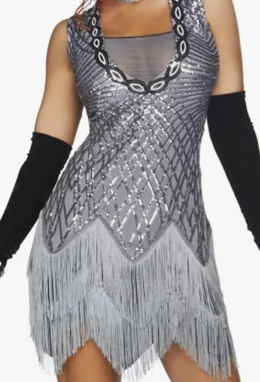 Jaren 20 jurk kleding dames, Nieuw, Ophalen of Verzenden, Maat 36 (S), Grijs