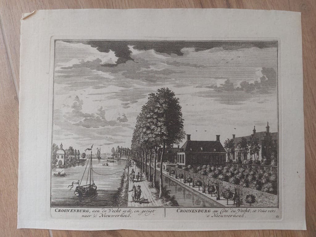 61 Croonenburg Loenen naar Nieuwerhoek Orig gravure uit 1719, Antiek en Kunst, Stadsgezicht, Blanco verso, Ophalen of Verzenden