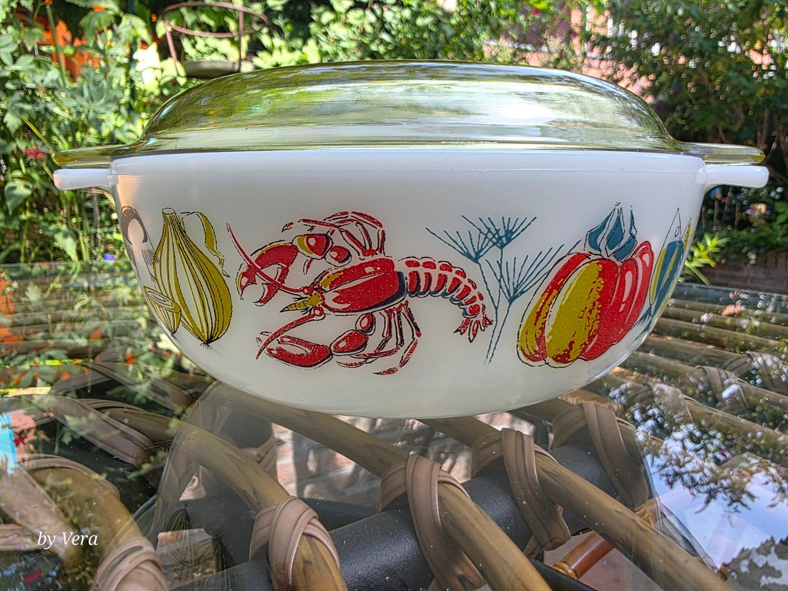 pyrex england ovenschaal en deksel vintage puntgaaf, Huis en Inrichting, Keuken | Servies, Ophalen of Verzenden, Glas, Overige stijlen