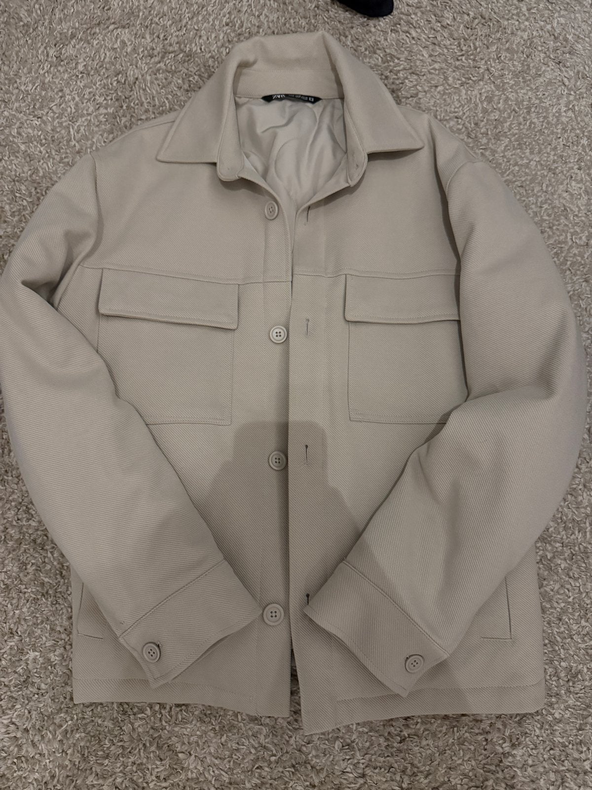 Zara beige jas met gewatteerde voering, Ophalen of Verzenden, Zo goed als nieuw, Maat 38/40 (M), Beige