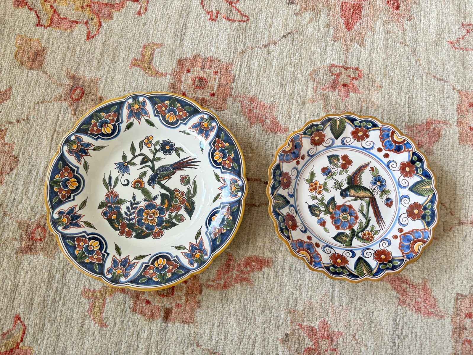 Set van 2 Makkum Tichelaar wandborden met vogeldecor, Ophalen