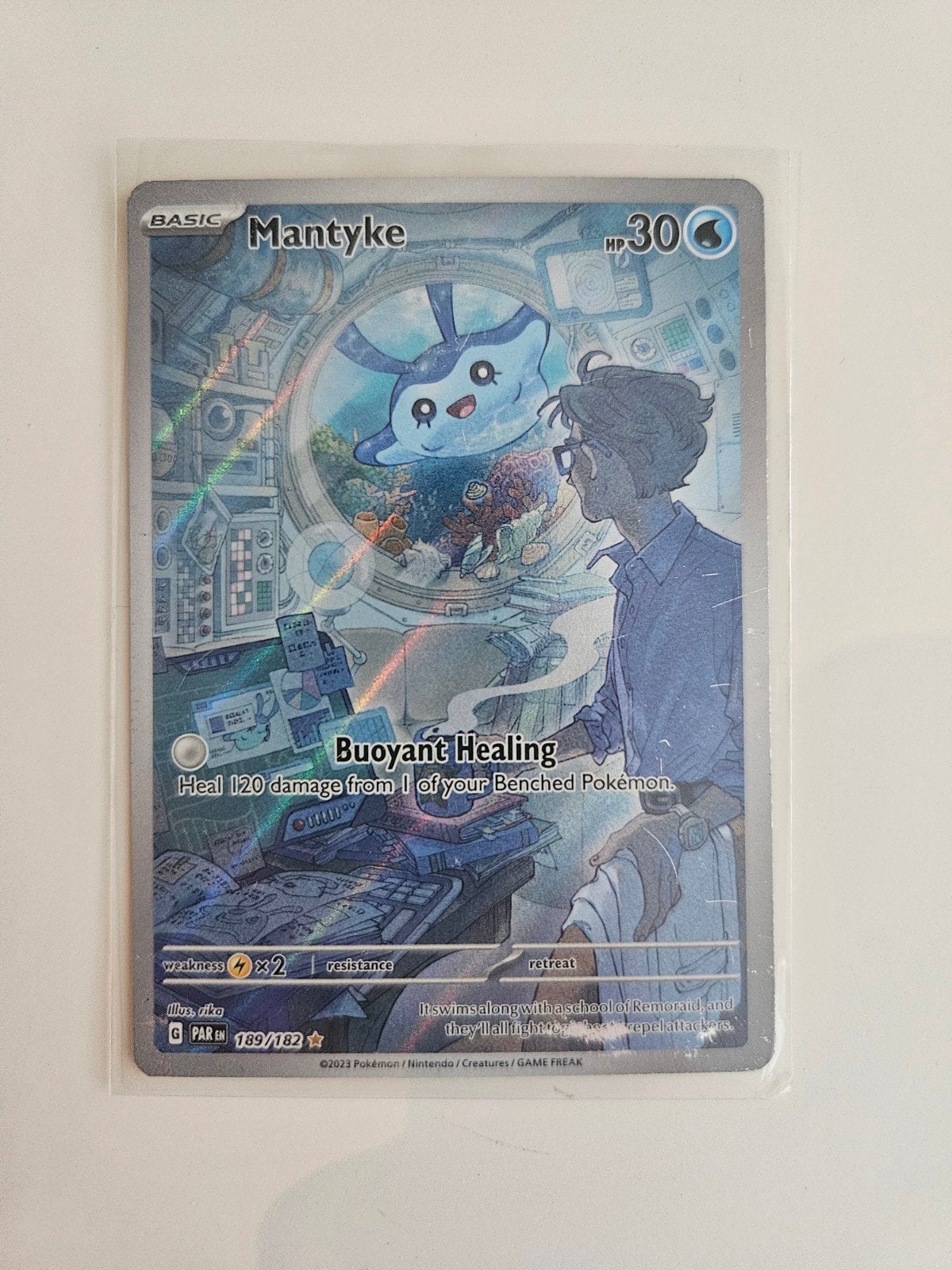 Mantyke 189/182 - Pokémon Kaart (Foil), Ophalen, Gebruikt, Losse kaart, Foil