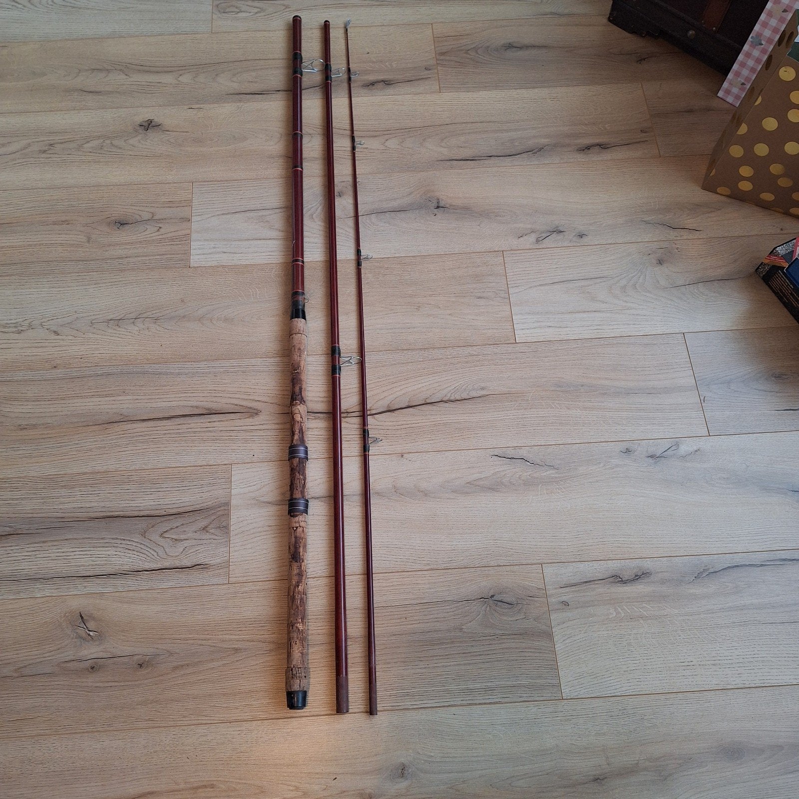 Oldscool glashengel hengelport Willem handmade +/- 380 cm, Ophalen, Gebruikt, Werphengel