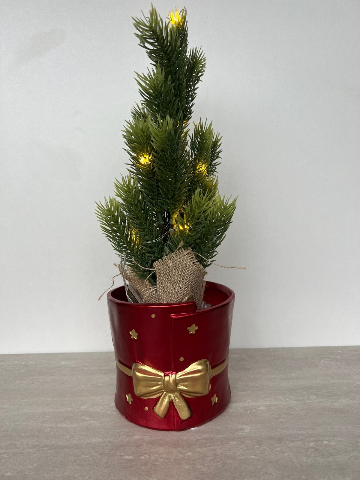 Setprijs mini kerstboom met verlichting inclusief rode pot, Ophalen of Verzenden, Nieuw