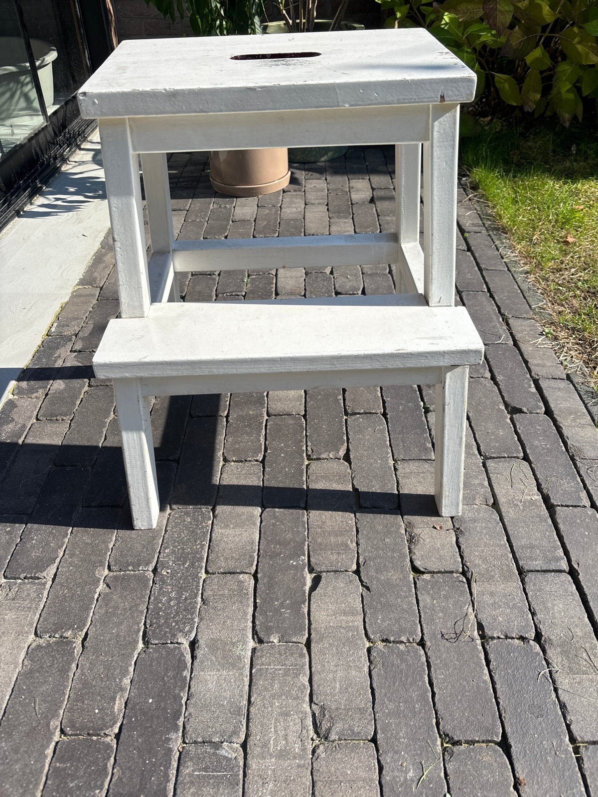 Witte houten opstapje / krukje ikea, Ophalen, Gebruikt, Hout