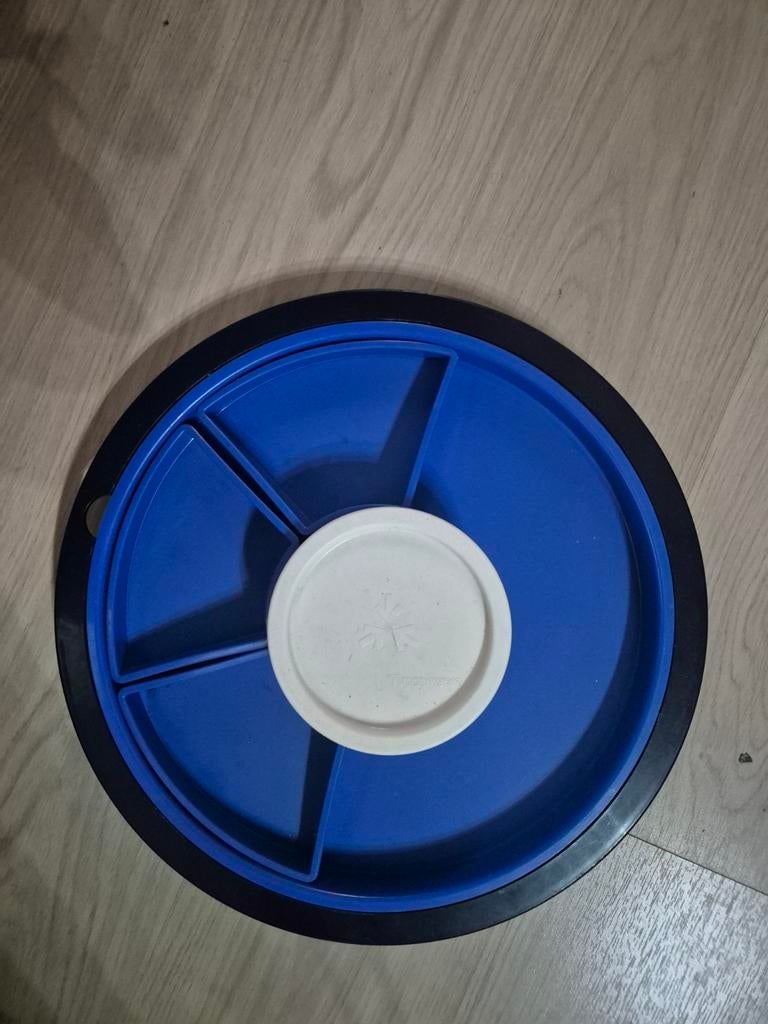 Tupperware Partyschaal 3-in-1 - Blauw/Wit, Ophalen of Verzenden, Gebruikt, Blauw, Schaal