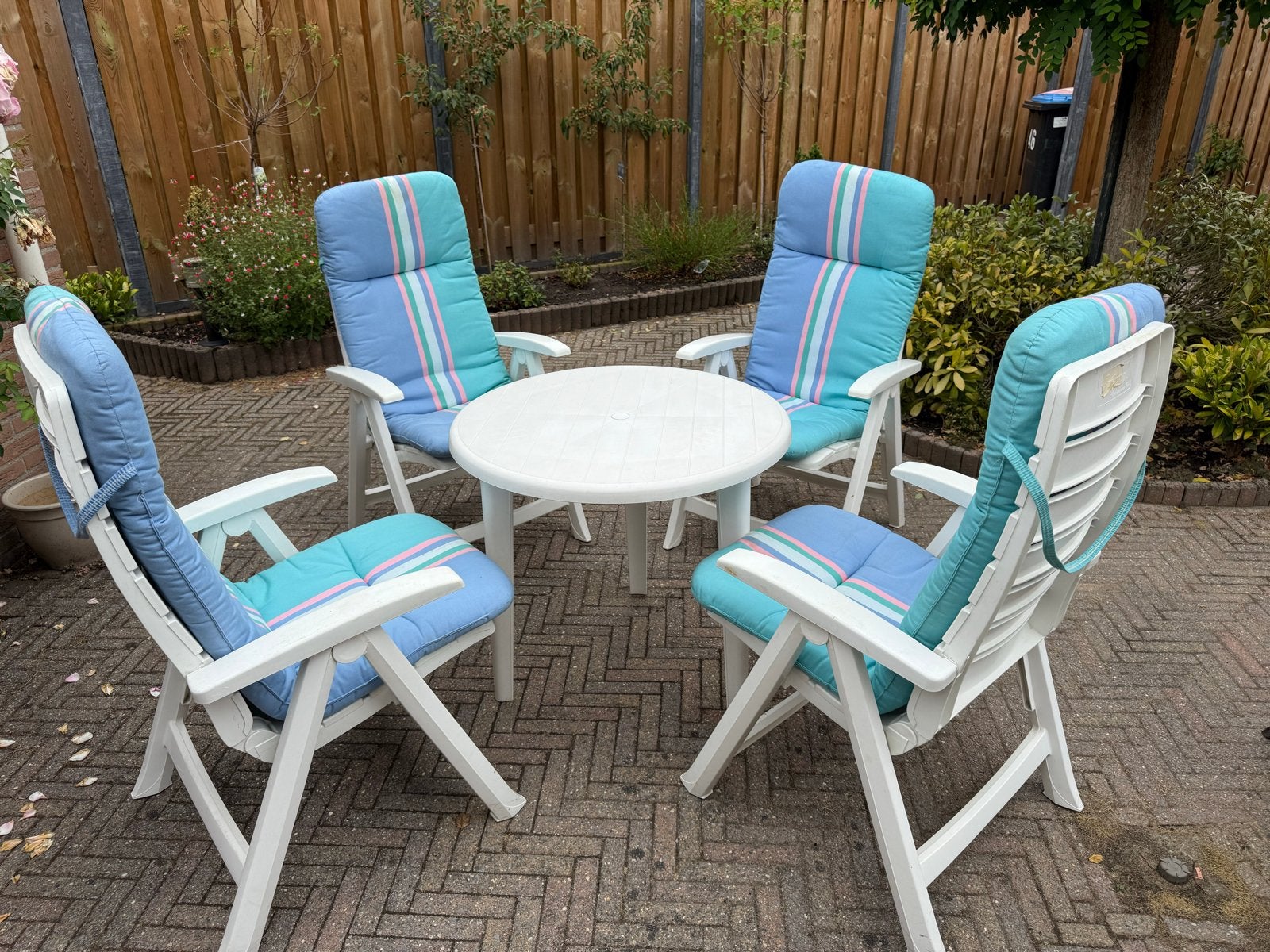 Hartman Tuinset Ambassador Vintage 4 stoelen en ronde tafel, Ophalen, 4 zitplaatsen, Kunststof, Gebruikt