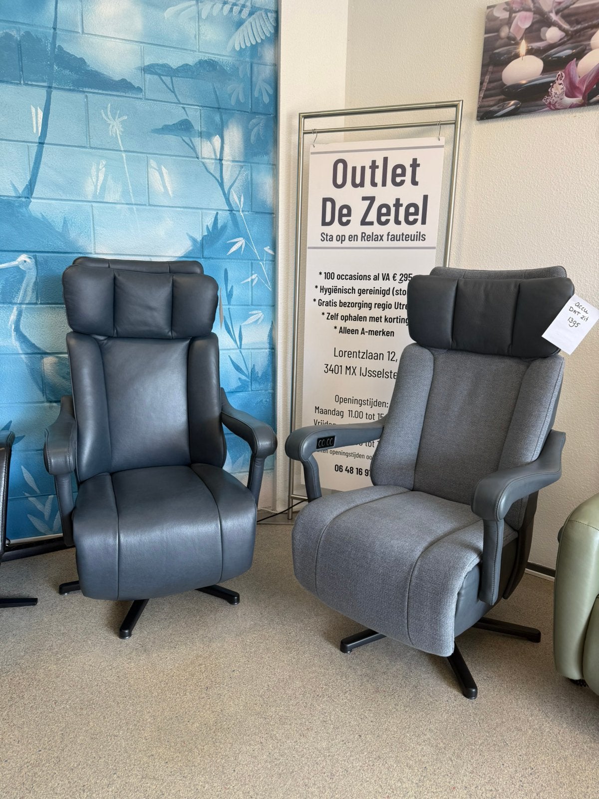 Showroom modellen Dat Zit Majestic sta op relax stoel accu, Ophalen of Verzenden, Nieuw, Leer, Ruim 100 kort gebruikte en nieuwe modellen in alle kleuren