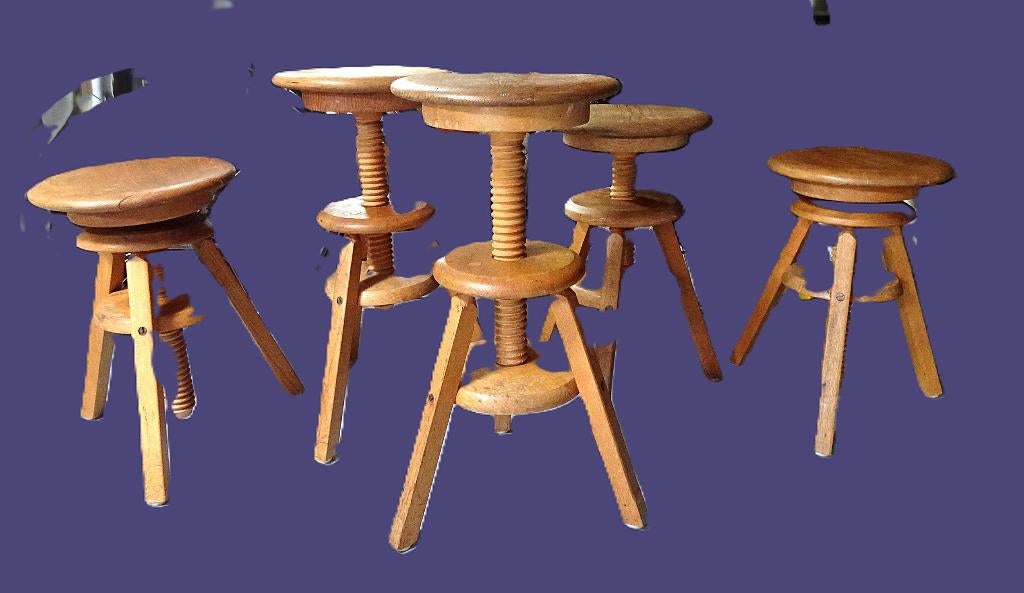 Vintage  verstelbare krukken, Ophalen, 60 tot 90 cm, In hoogte verstelbaar, Hout