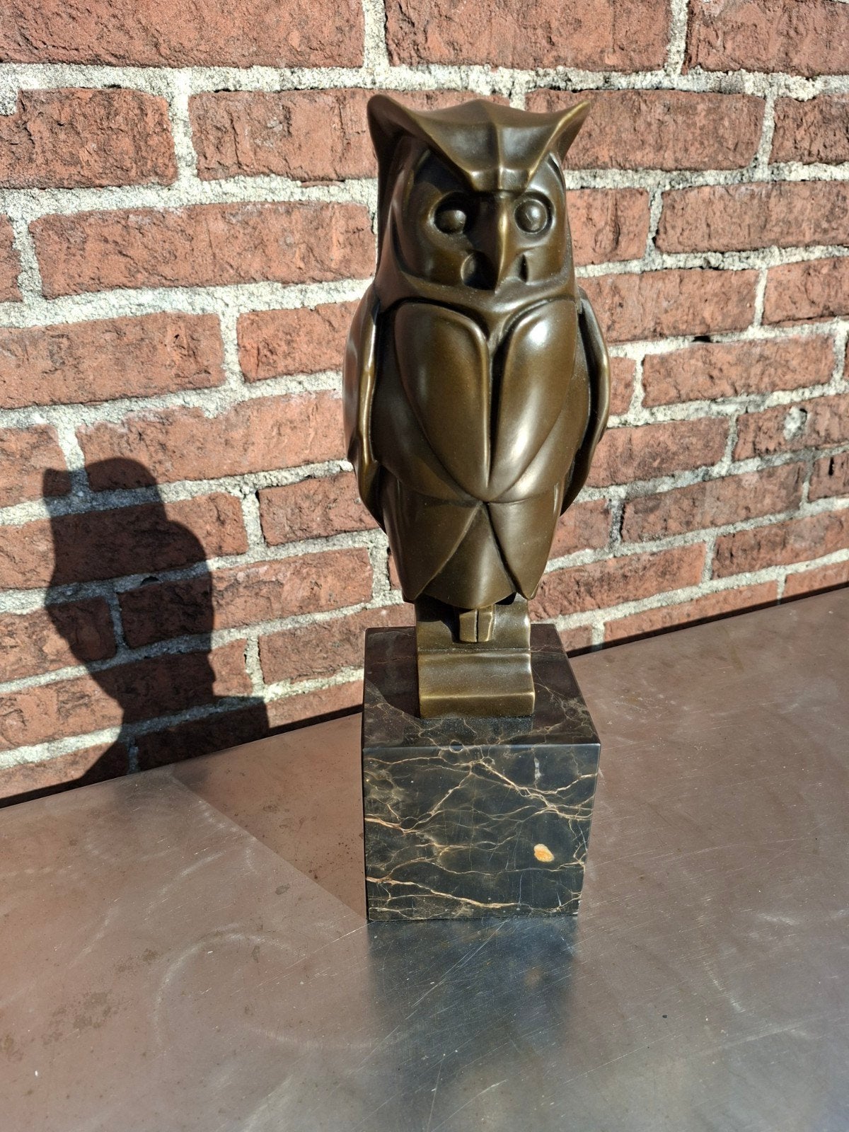 Bronzen Uil Beeld op Marmeren Sokkel - Gesigneerd Cesaro, Ophalen of Verzenden