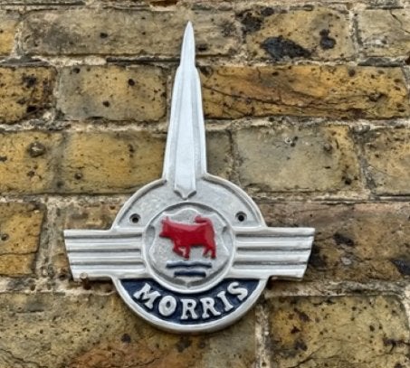 Morris Bonnet aluminium logo sign reclame bord, Reclamebord, Am, Nieuw, Ophalen of Verzenden
