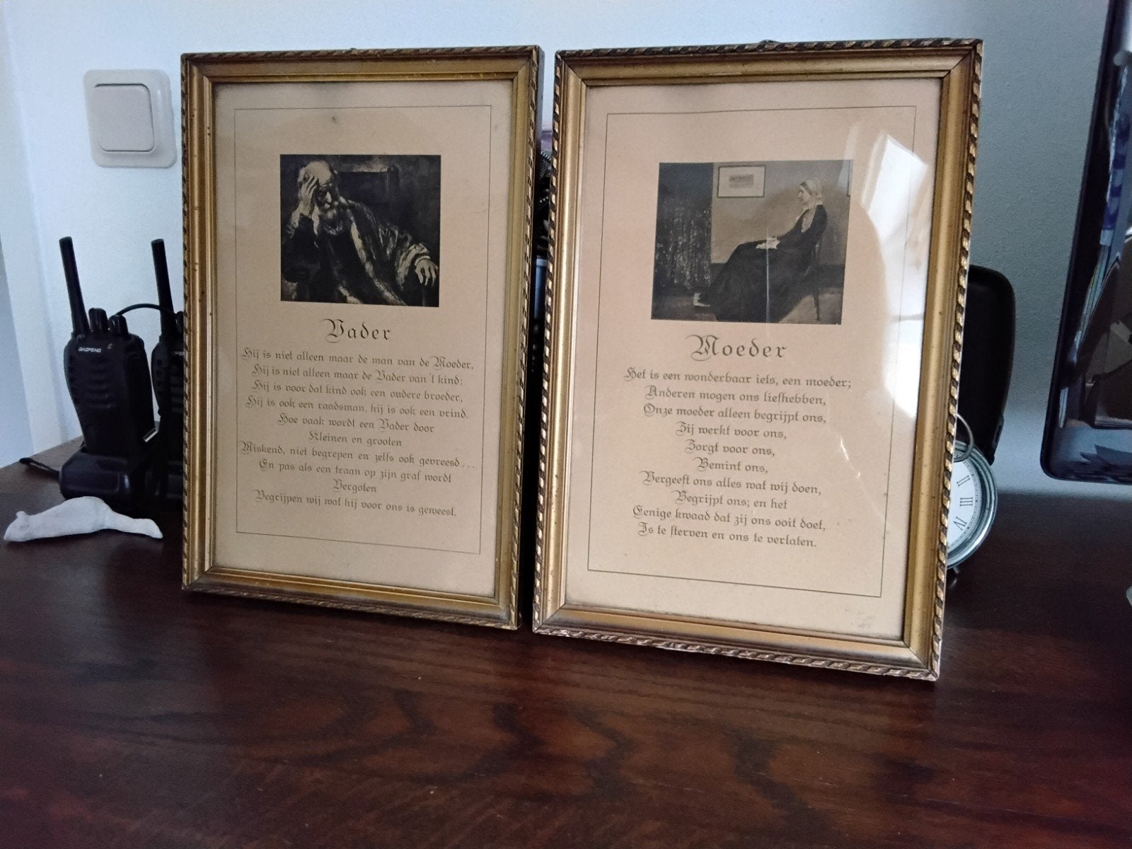 antiek schilderij vader en moeder, Ophalen of Verzenden