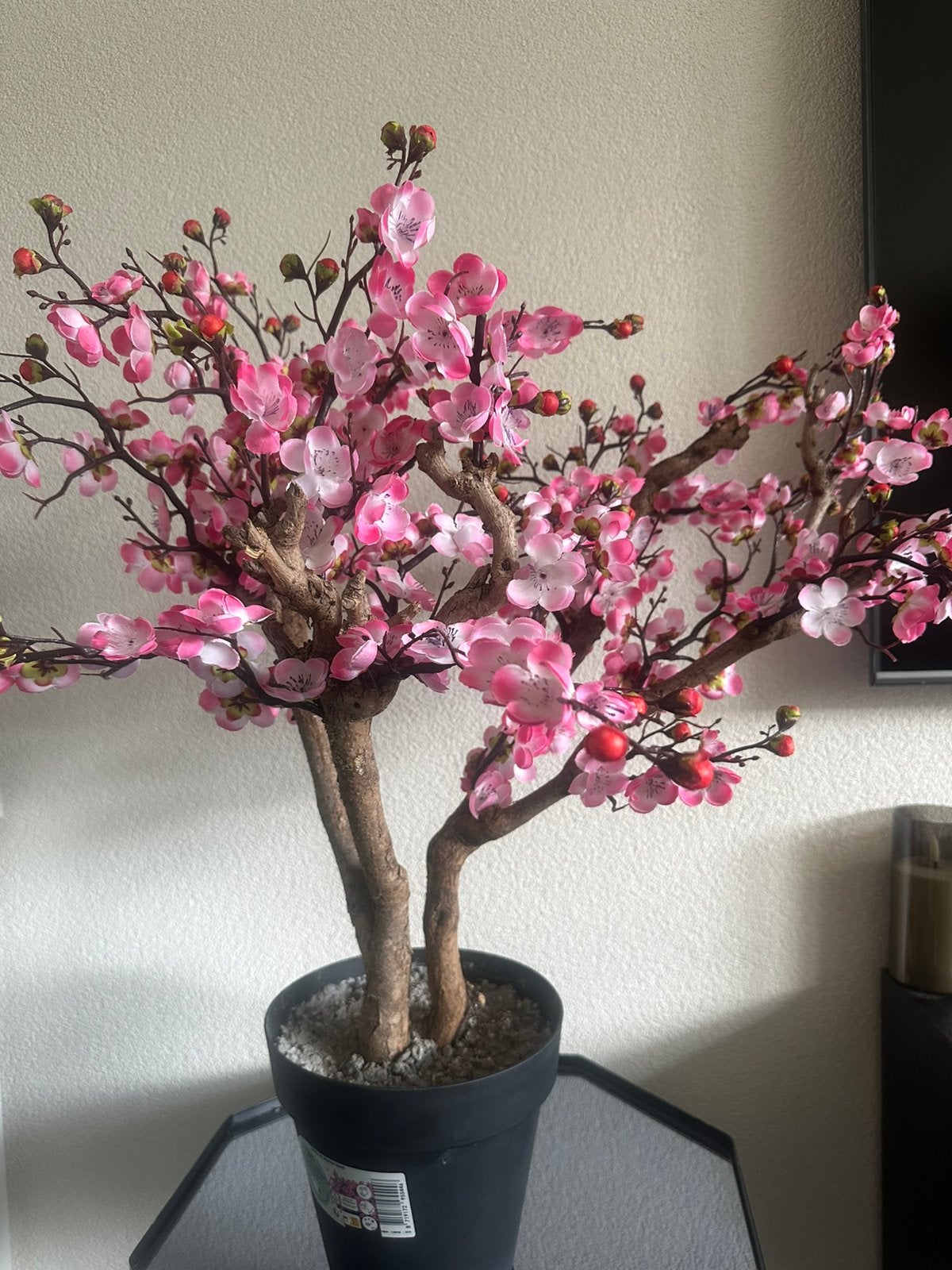 Roze pruimennbloesem boom handgemaakt, Huis en Inrichting, Binnen, Roze, 70 cm, Nieuw