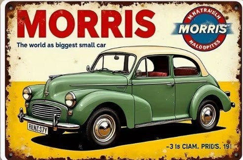 Metalen wandbord met de Morris Minor., Verzenden, Nieuw, Auto's