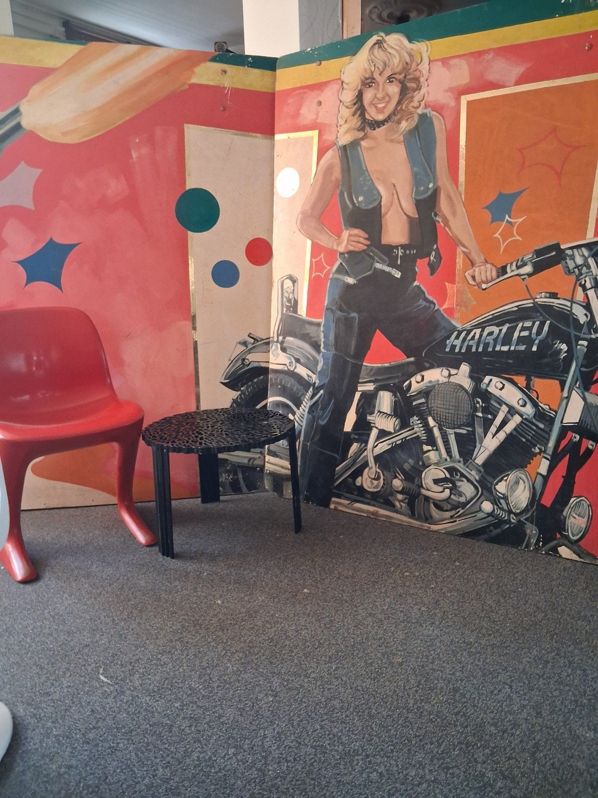 2 XL  popart vintage Kermisrups paneel biker chick , Harley, Ophalen of Verzenden, Huis en Inrichting