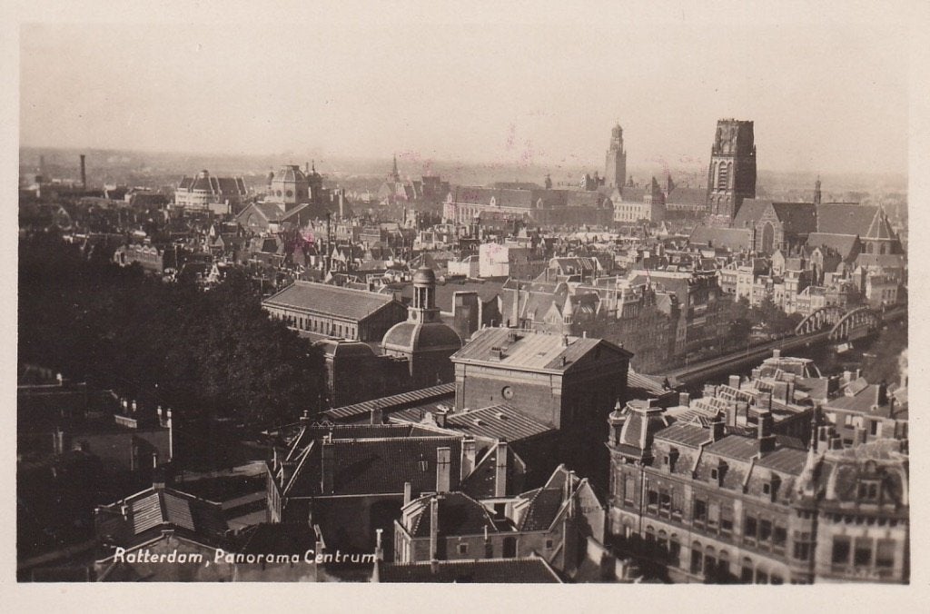 761G Rotterdam panorama Beurs, Station Beurs, Plan C Laurens, Ophalen of Verzenden, 1920 tot 1940, Ongelopen, Zuid-Holland