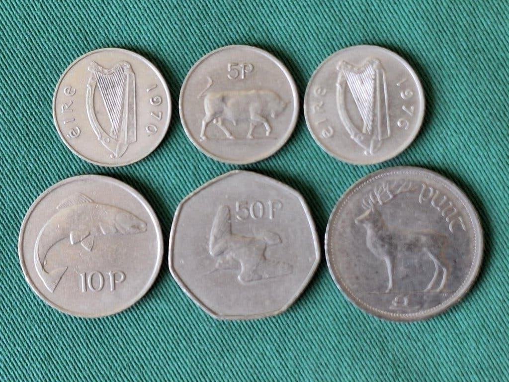 12 munten Ierland 1971-1990, Ophalen of Verzenden, Overige landen, Losse munt