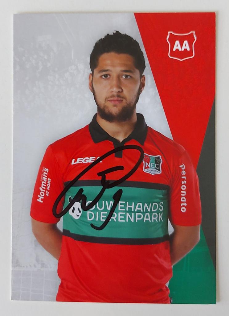 NEC Nijmegen spelerskaart Anass Achahbar (gesigneerd), Verzenden, Zo goed als nieuw, Overige binnenlandse clubs, Spelerskaart