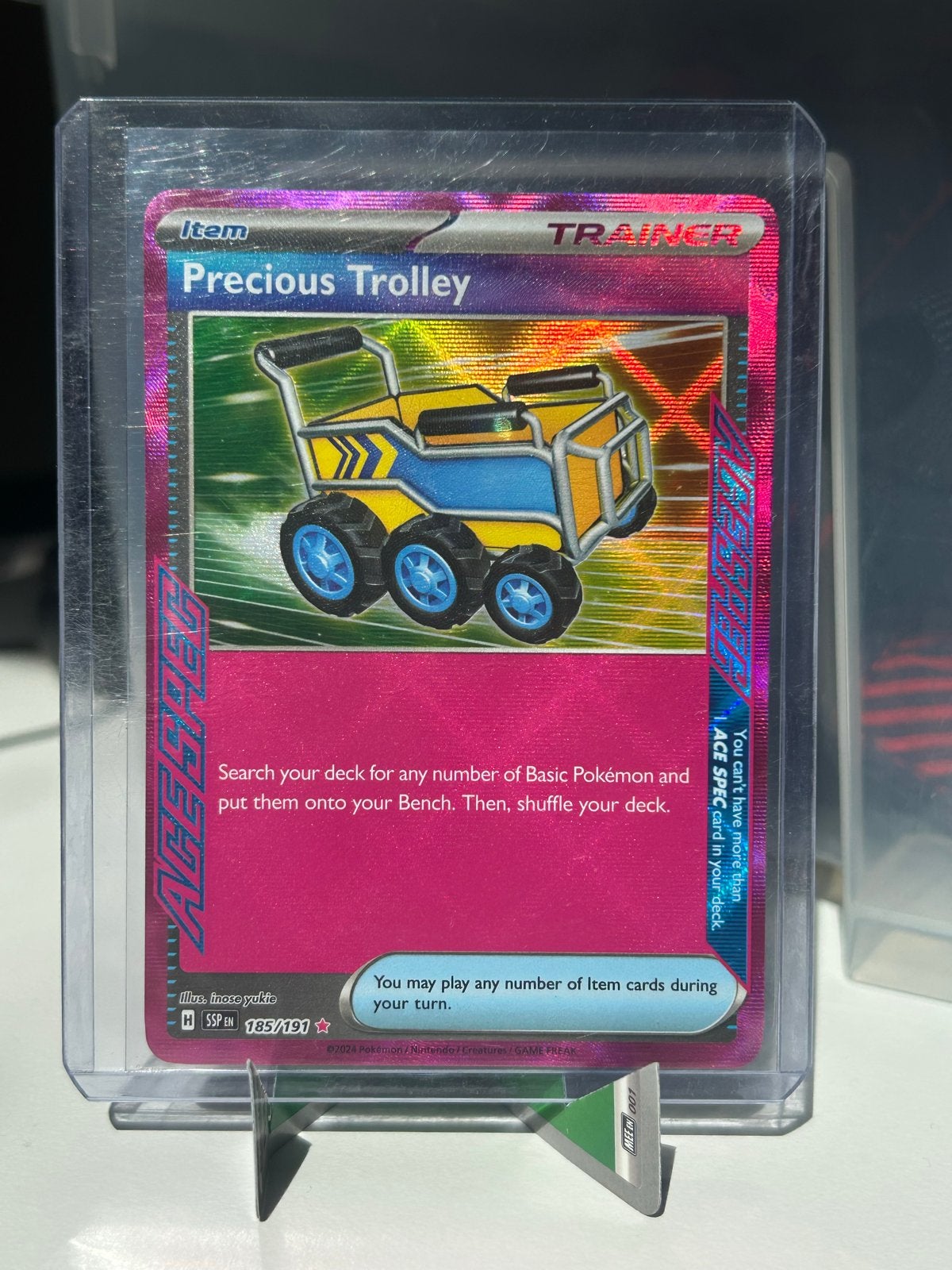 Pokemon kaart Precious Trolley 185/191 - Ace Spec, Ophalen of Verzenden, Zo goed als nieuw, Losse kaart, Foil