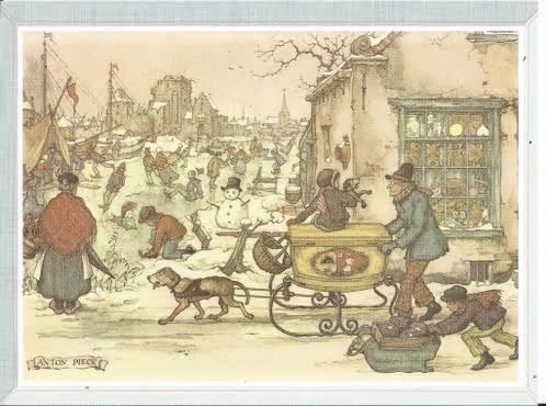 Anton Pieck prenten uit een zakelijke kalender, 1980 tot heden, Ophalen of Verzenden, Zo goed als nieuw, Prent